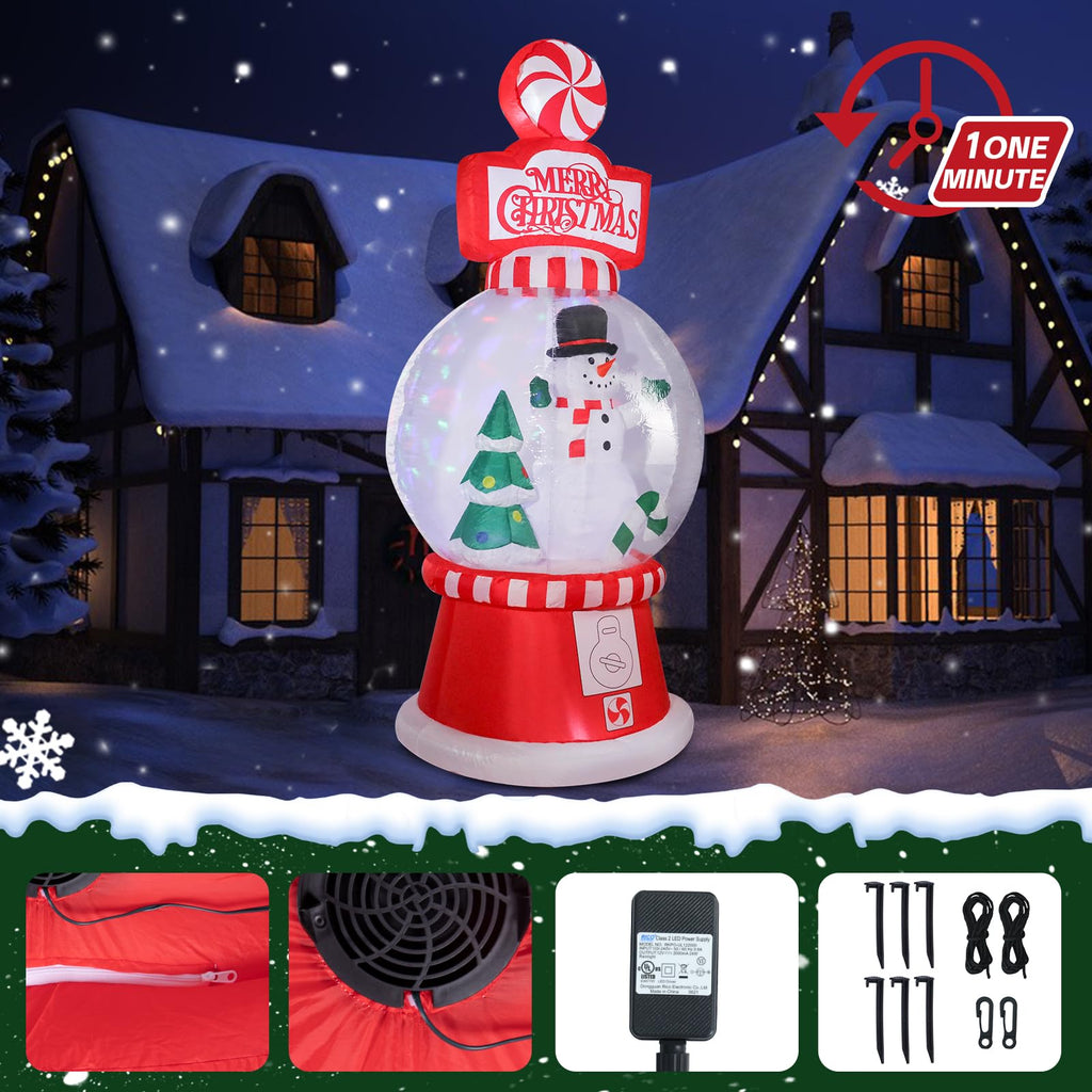 Christmas Inflatable Outdoor Snow Globe Decor with Rotatable Light