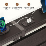 Bed Frame King with USB Charging Station, LED Bed Frame with Wood Storage Headboard