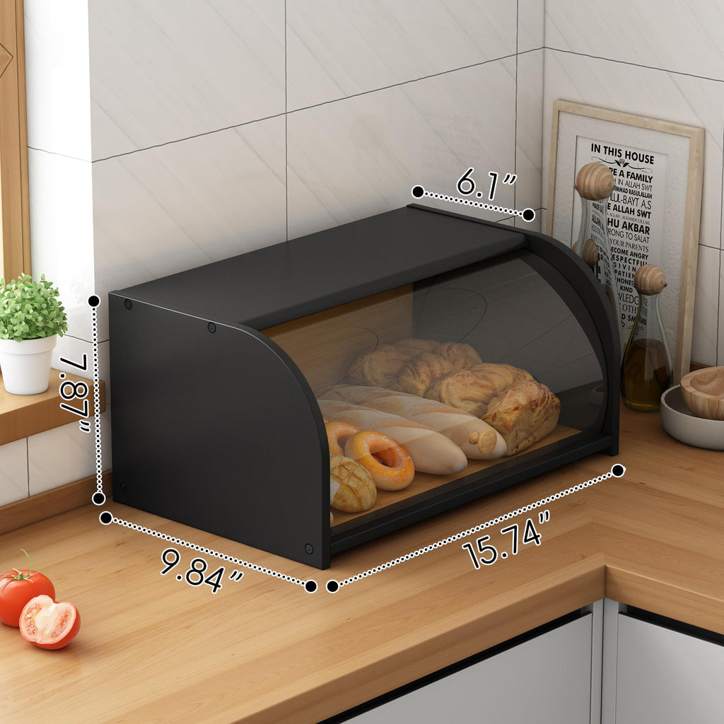 Bread Box - Roll Top Countertop with Clear Lid