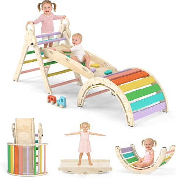 Triangle Set, in-1 Wooden Climbing Toy for Toddlers