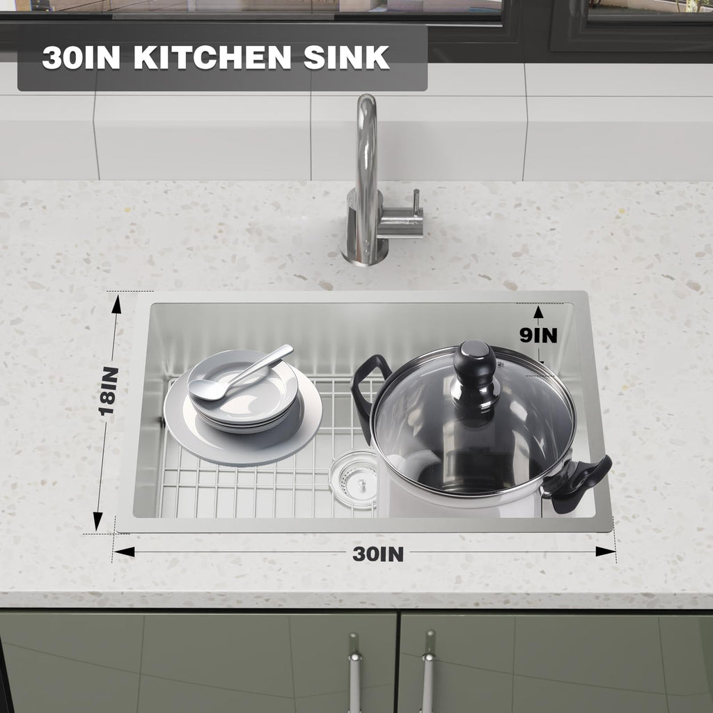 30x18 Inch Undermount, Stainless Steel, Single Bowl