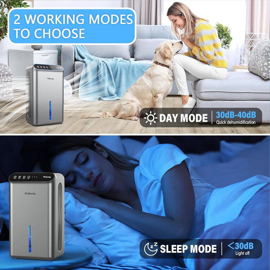 Dehumidifier for Home 1000 sq.ft - Small Quiet Dehumidifier with Auto Shut Off, Aromatherapy, 3 Gear Timer, Sleep Mode