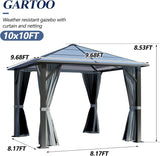 10’x10’ Patio Hardtop Gazebo with Polycarbonate Roof, Waterproof Outdoor Canopy Gazebo