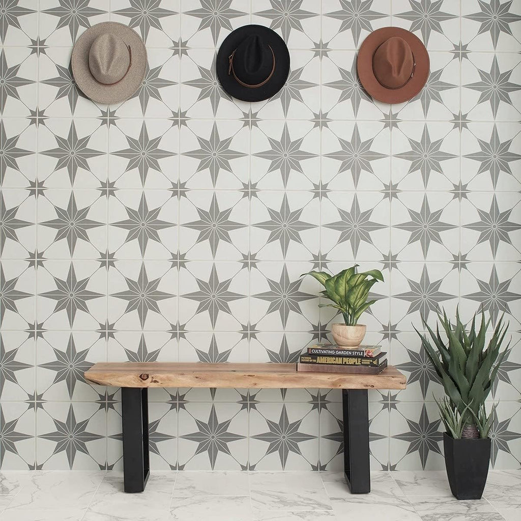 12x12 TrueNorth Geometric Pattern Modern Encaustic Style Ceramic Wall Floor Tile (12)