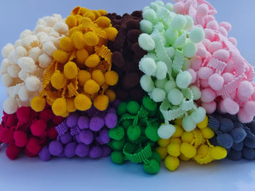 Pom Pom Fringe Trim 10 Colors 12mm for Decoration DIY Crafts Sewing (3002 Mixed Color 2,12mm,10 Yards) - 10 Yards