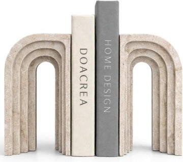 Decorative Bookends for Shelves - Heavy Duty Book Ends for Heavy Books, Stone-Inspired Composite Bookends, Non-Slip
