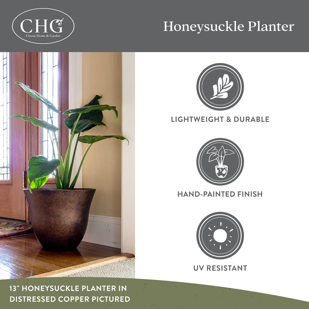 15" Honeysuckle Planter in Zinc