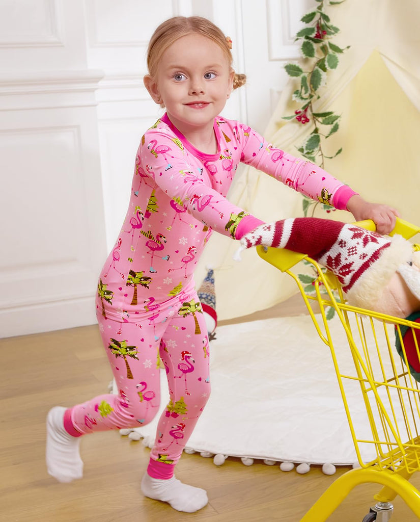 Bamboo Viscose Toddler Girls Kids Pajamas Merry Mingo Pjs Long Sleeve Snug fit 2pcs Soft Jammies