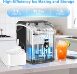 Nugget Ice Maker Countertop with Handle, Chewable Pellet Ice Maker with Self-Cleaning, 35.5Lbs/24Hrs, Ready in 6