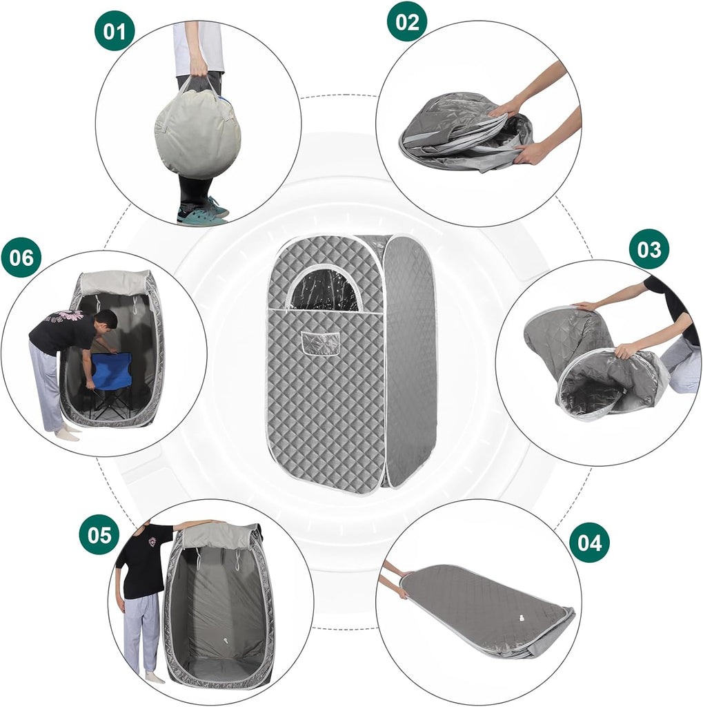 Portable Steam Sauna Box for Home,Personal Indoor Sauna Tent with 3L Steamer, 9-Level Steam, UV Atomization & Timer
