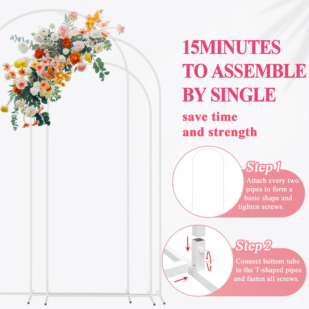 Metal White 7.2ft, 6.6ft, 6ft Wedding Arch Stand
