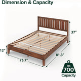 Vivek Deluxe Wood Platform Bed Frame with Headboard, Wood Slat Support, No Box Spring Needed, Easy Assembly, King