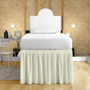 Ruffled Dorm Bed Skirt, Twin XL, 54-Inch Drop, Tailored with Split Corners, Ivory Dust Ruffle for Lofted College
