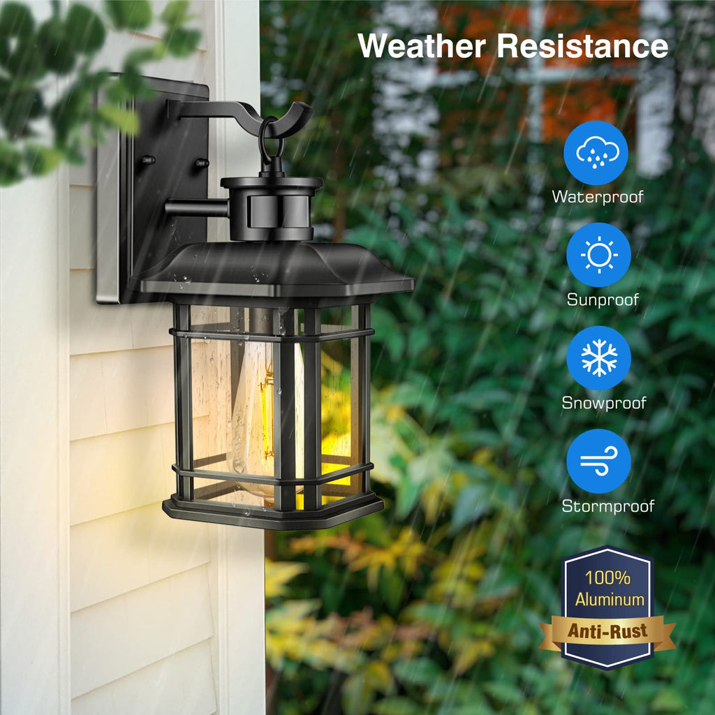 Outdoor Light Fixture With Motion Sensor, Dusk To Dawn Modern Exterior Porch Lights Wall Mount, Anti-rust 100%