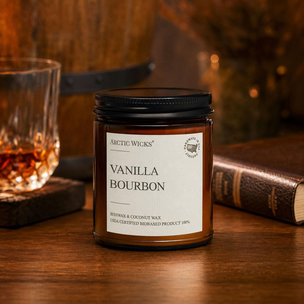 Vanilla Bourbon Candle, 9oz Coconut Beeswax, Non-Toxic