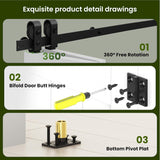 Bifold Barn Door 32'' x 84'',Bi-Fold Sliding Closet Doors with Hardware Kit Included,36'' Track Kit 