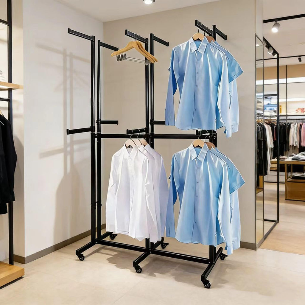 Floor Standing Garment Rack - Heavy Retail Display Racks With Wheels