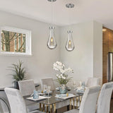 Raindrop Pendant Lights Kitchen Island Teardrop Chrome Hanging Light Fixtures Clear Solid Glass Pendant Light Modern Chandeliers for Dining Room Porch Corridor Living Room A121-B0BN13PXD8