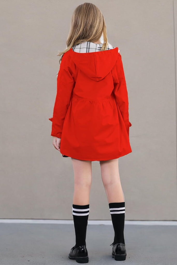 Kids Girl's Rain Jackets Waterproof Hooded Trench Coat Raincoats