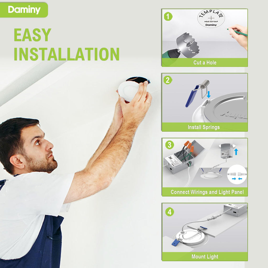 24 Pack 6 Inch LED Recessed Lighting, Canless Wafer Downlight