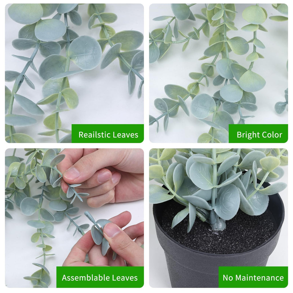 3pcs Hanging Fake Plants, Artificial Hanging Plants Fake Potted Eucalyptus for Wall Room Home Patio Indoor Outdoor