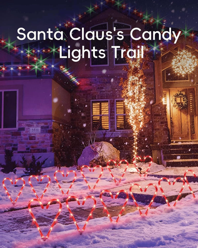 24 Pack 17" Christmas Candy Cane Pathway Lights
