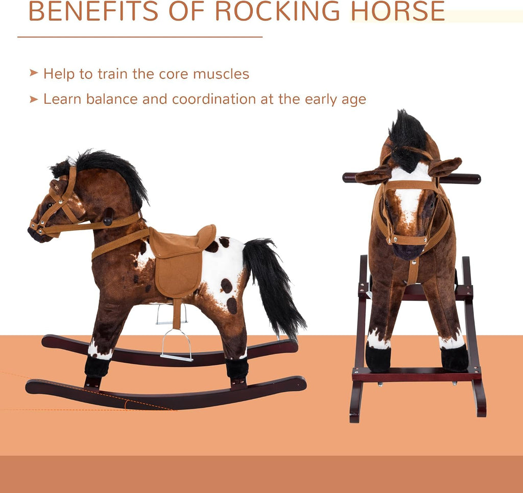 Rocking Horse Realistic Sounds for Toddlers 3-9, Dark Brown