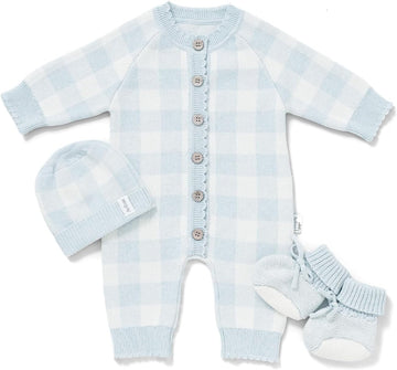 Piece Cotton Newborn Baby Set with Knit Outfit, Hat, Booties