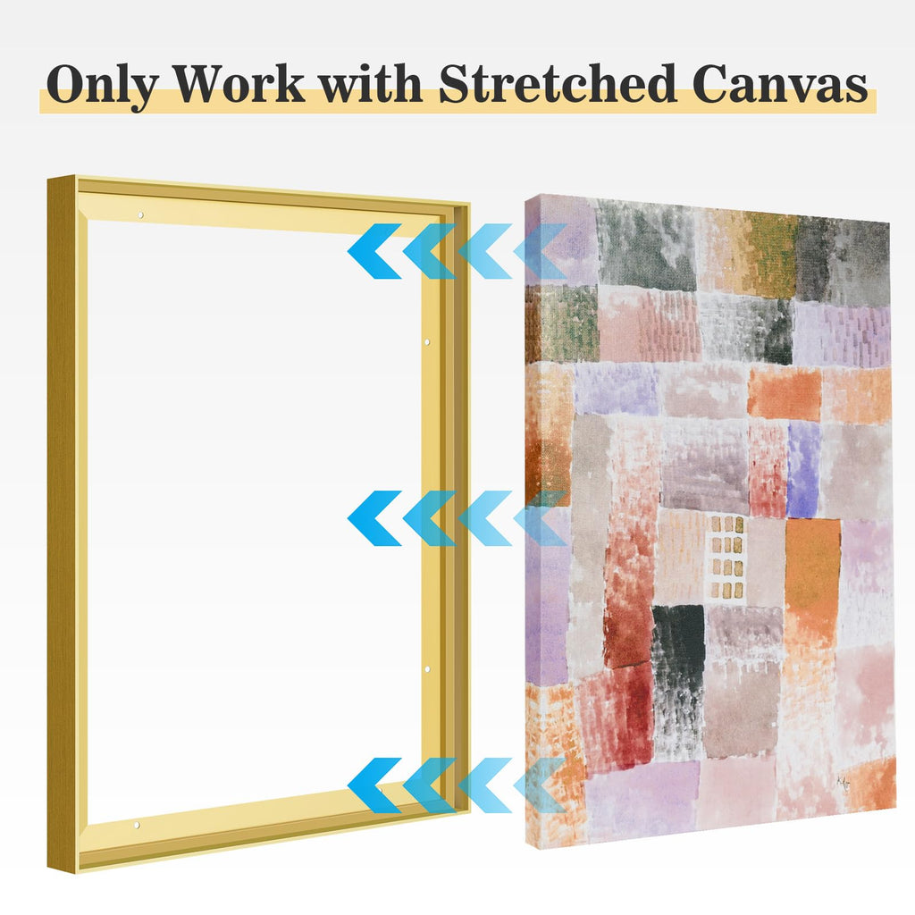 24x36 Canvas Floating Frame for Modern Oil Paintings, 1.5" Deep, Gold