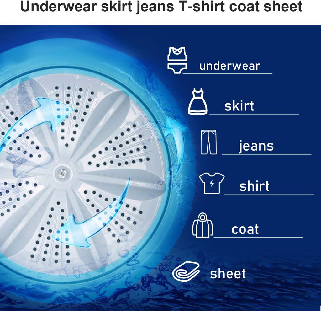 Portable Washing Machines, 7.7 lbs Load Capacity Portable Washer and Dryer Combo with Built-in Barrel Light & LED