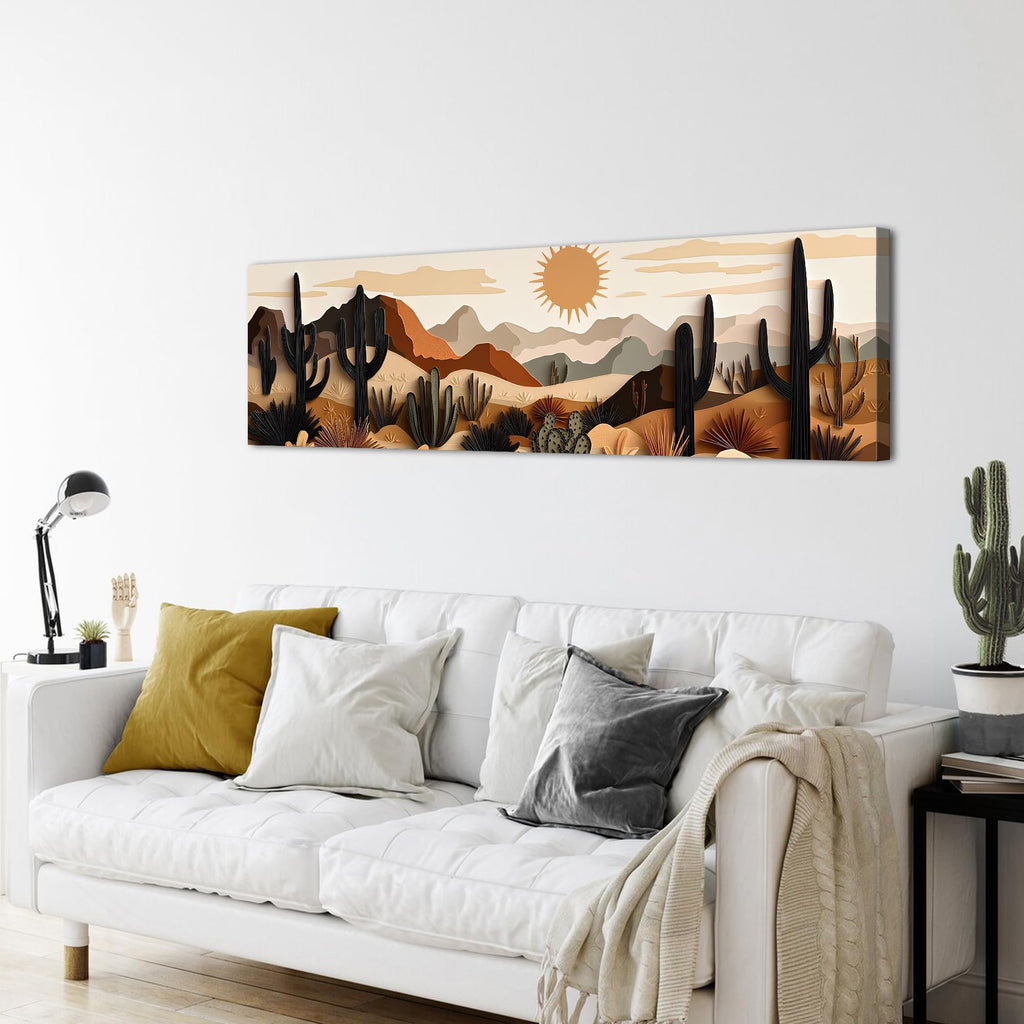 Cactus Wall Art Boho Desert Wall Decor Mid Century Modern Beige Minimalist Geometric Picture Abstract Mexican