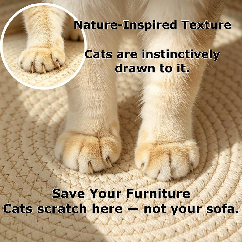 Instinct Basket for Cats, Handwoven cat Basket, Scratch Resistant cat Bed (Large, with Mat)