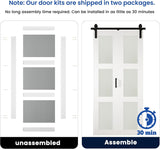 72in x 84in Bifold Barn Door, Frosted Glass Barn Door with Hardware Kit Included, Pre-Drilled Holes 