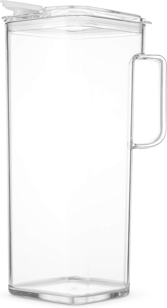Tritan Plastic Water Pitcher with Lid - BPA-Free, Square Water & Iced Tea Pitcher - Dishwasher Safe - Tea, Sangria