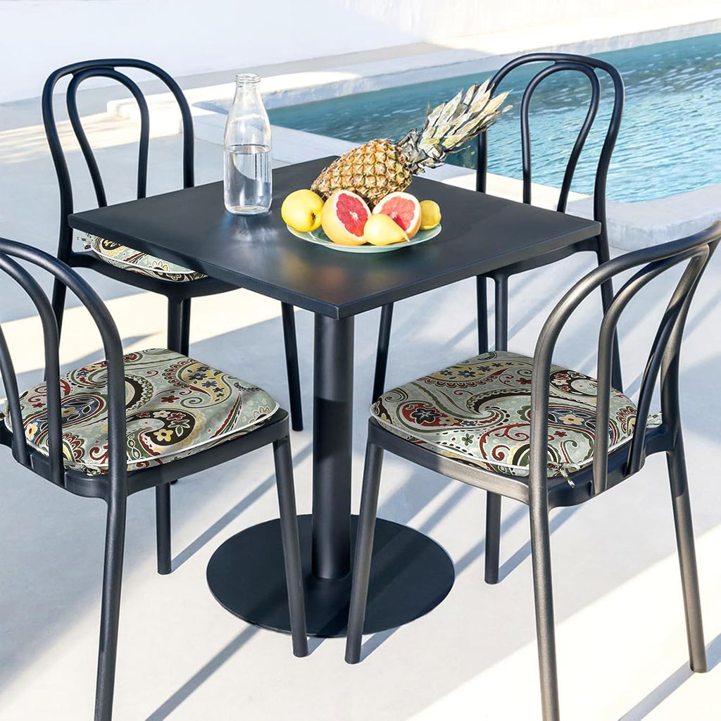 Outdoor Chair Cushions Furniture Set of 4, Water Repellent Patio Chair Cushions 17"x16" with Ties, U-Shaped Dining