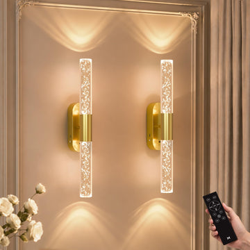 Crystal Battery Operated Wall Sconces Set of 2 Space