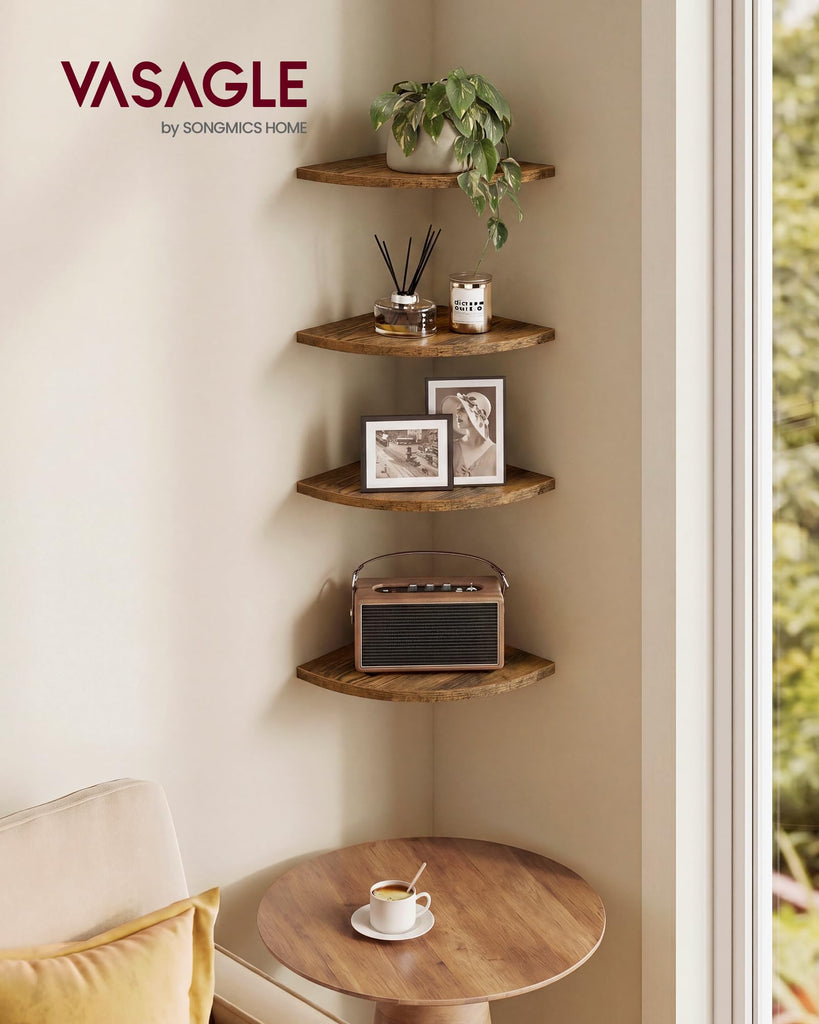 Floating Corner Shelves, Set of 2, 6 x 6 x 0.5 Inches