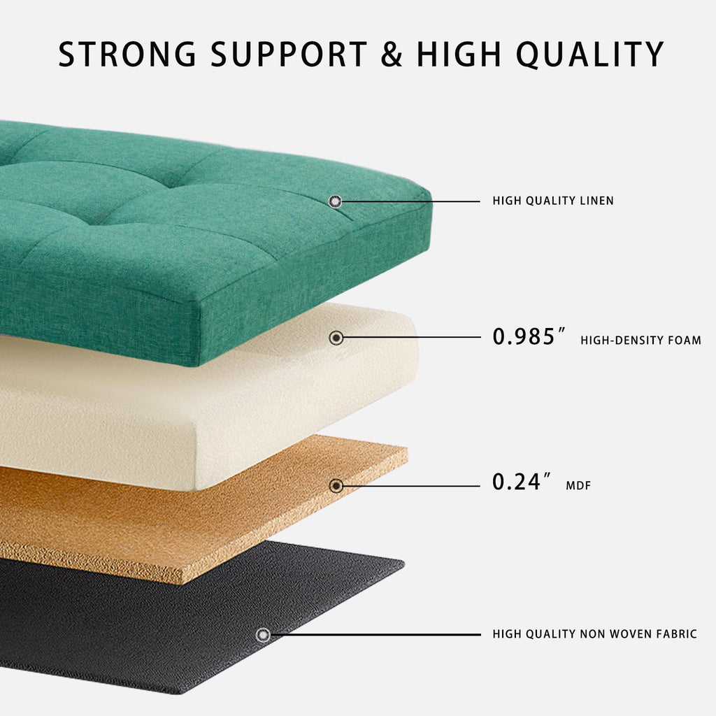 Ottoman with Storage Bench Folding Foot Rest Stool Linen Gold