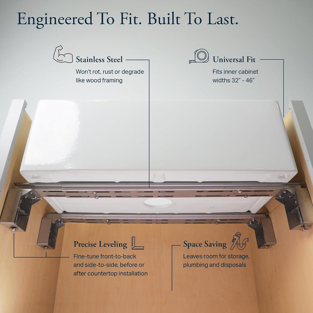SinkSense Level-Up Undermount Sink Support Bracket, Adjustable Height | Supports undermount sinks during install