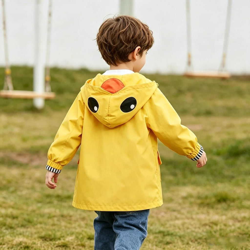 Toddler Baby Boy Girl Duck Rain Jacket Cute Cartoon Yellow Raincoat Hoodie Kids Coat