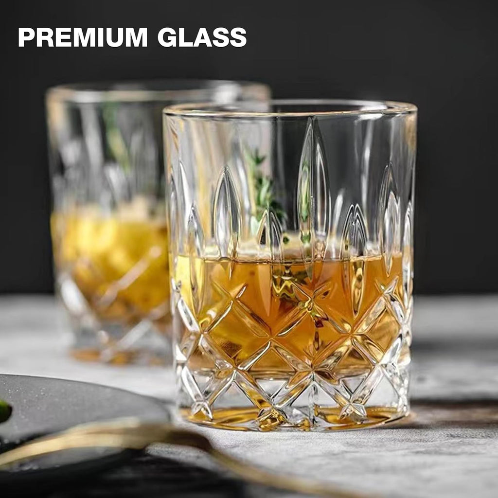 Drinking Glasses, 8 Piece Crystal Glass Cups, Mixed Glassware Set, 4 pcs Crystal Old Fashioned 11oz Highballs and 4