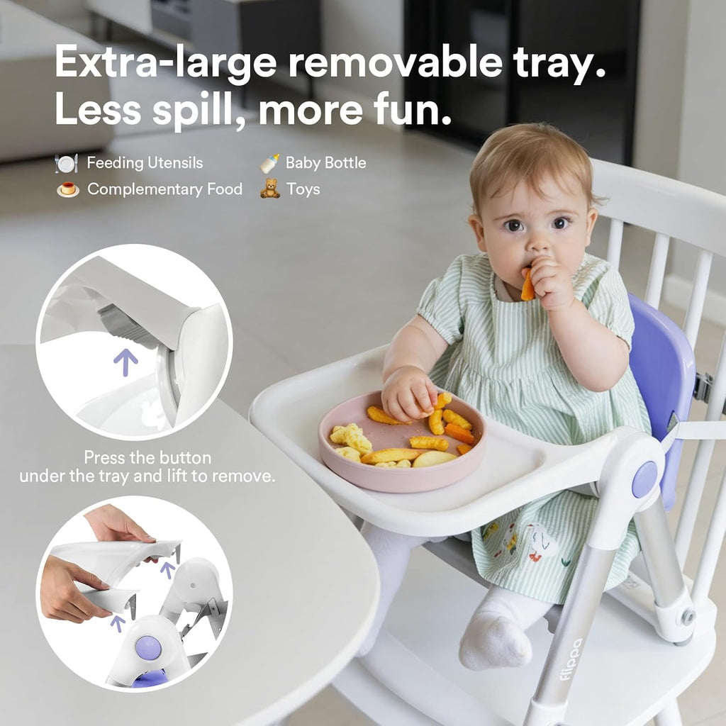 3-in-1 Toddler Booster Seat Chair & Dining Table with Removable Tray and Safety Straps, Portable& Foldable Babies