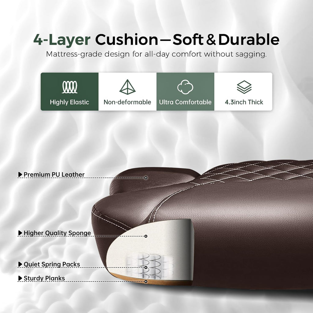 Executive PU Leather Chair, Ergonomic Computer Desk Chair with Lumbar Support and Adjustable Flip-Up Arms, Rocking