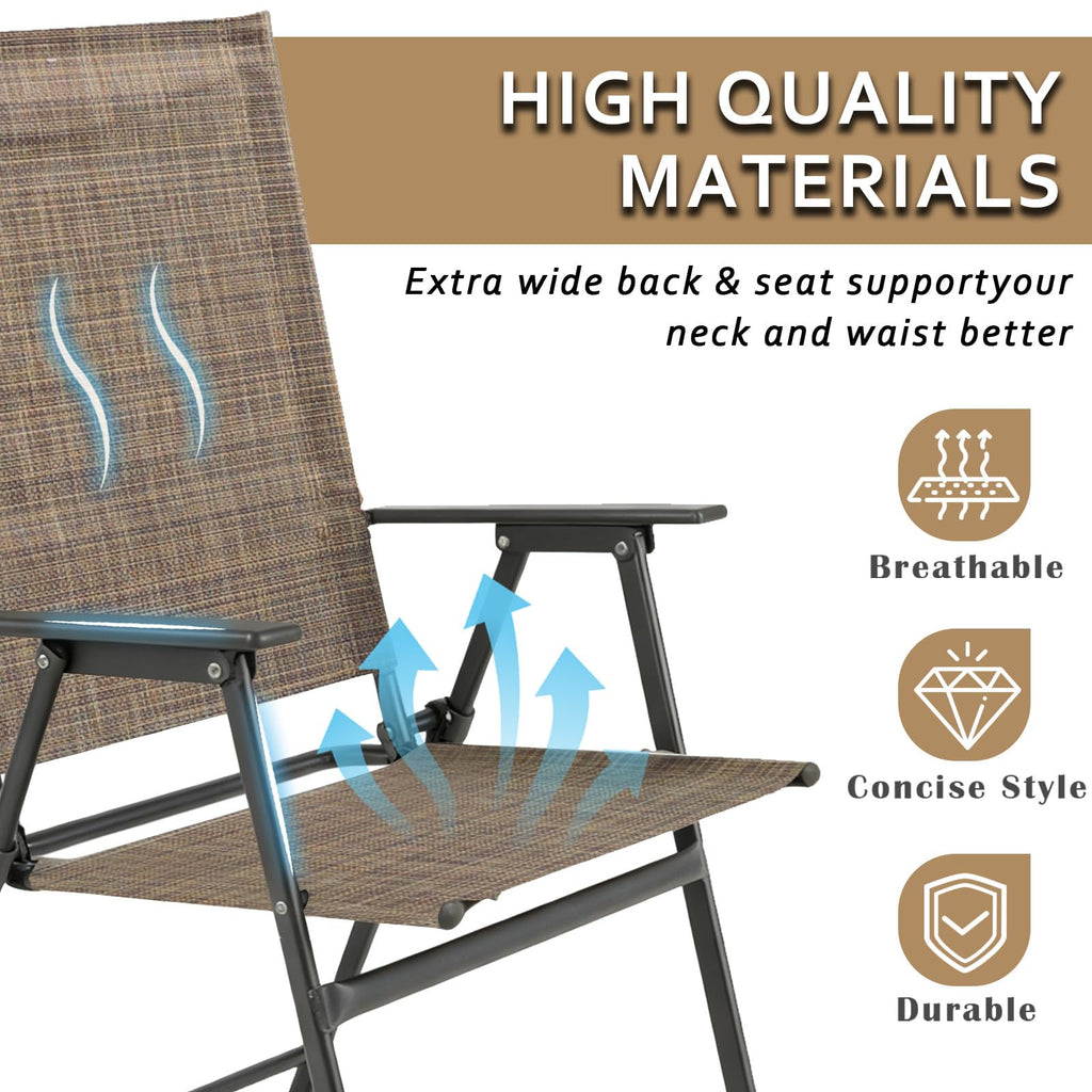 Folding Outdoor Chair Set of 4 Stackable Outdoor Dining Chair with Armrests Backrest Portable Folding Patio Chairs