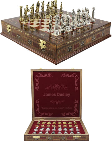 Inches Custom Chess Set - Personalized Chess Set - Gift Idea for Son, Husband, Father and Anyone for Birthday - Set of 32