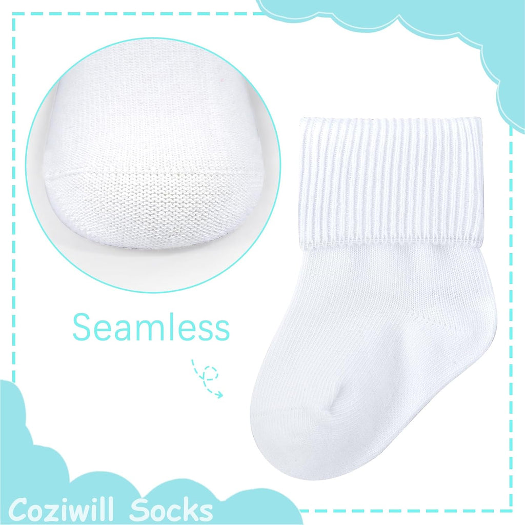 Baby Socks Girls Seamless Crew Socks Baby Boys Infant Turn Cuff Sock Baptism 6 Pack