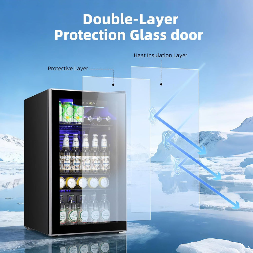 Beverage Refrigerator Cooler -120 Can Mini Fridge Glass Door for Soda Beer or Wi