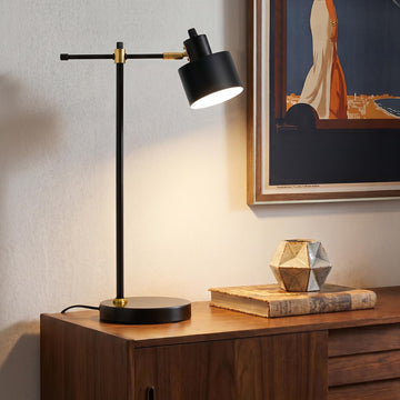 22.2" Modern Desk Lamp, Metal Table Lamp with LED Bulb, Adjustable Reading Lamps, Mid Century Task Lamp, Industrial