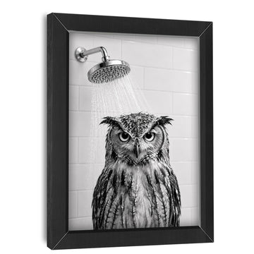 Bathroom Owl Shower Funny Wall Art Decor Pictures Painting 16"x24"