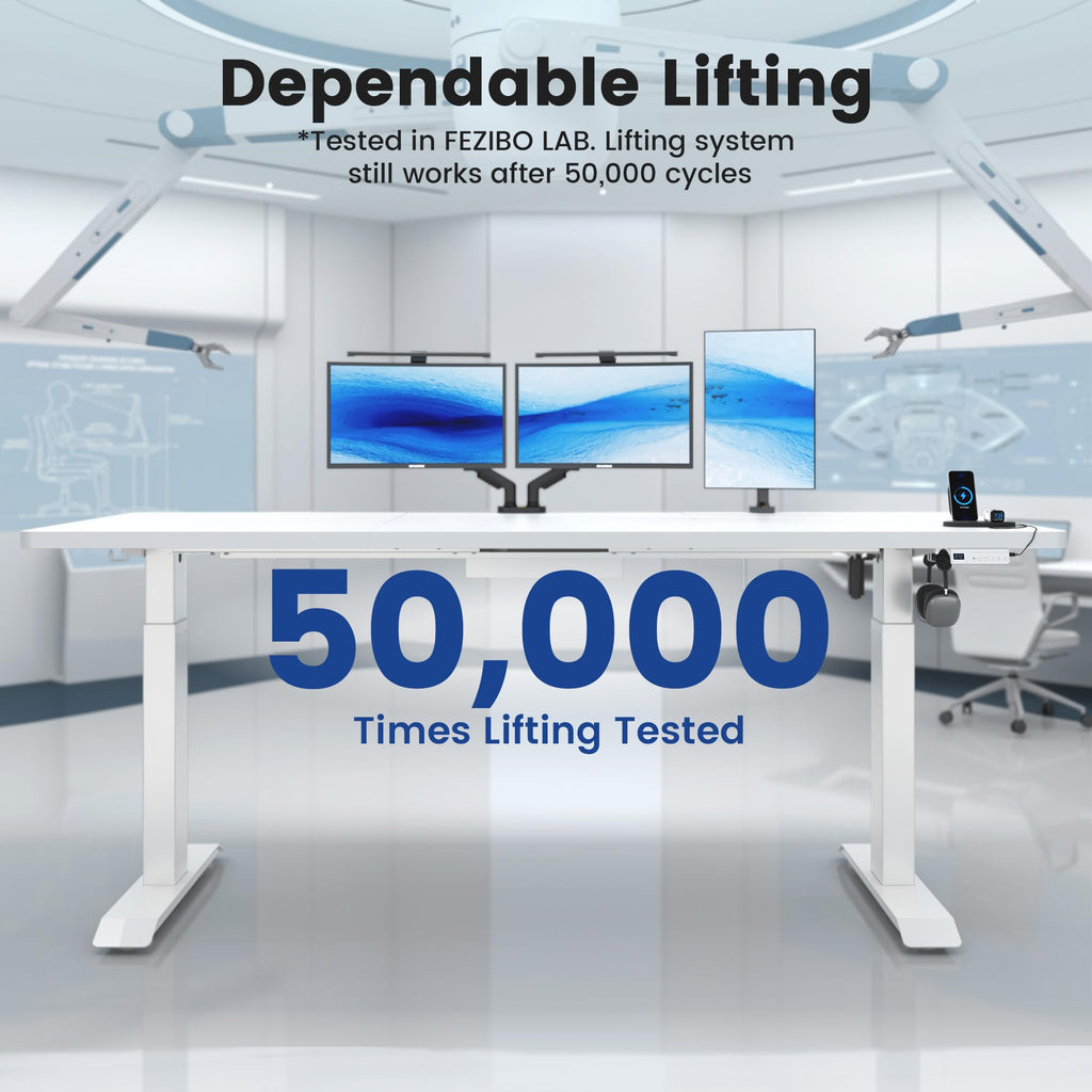 83 x 37 Inch Large Electric Standing Desk 1" Thick Desktop, White